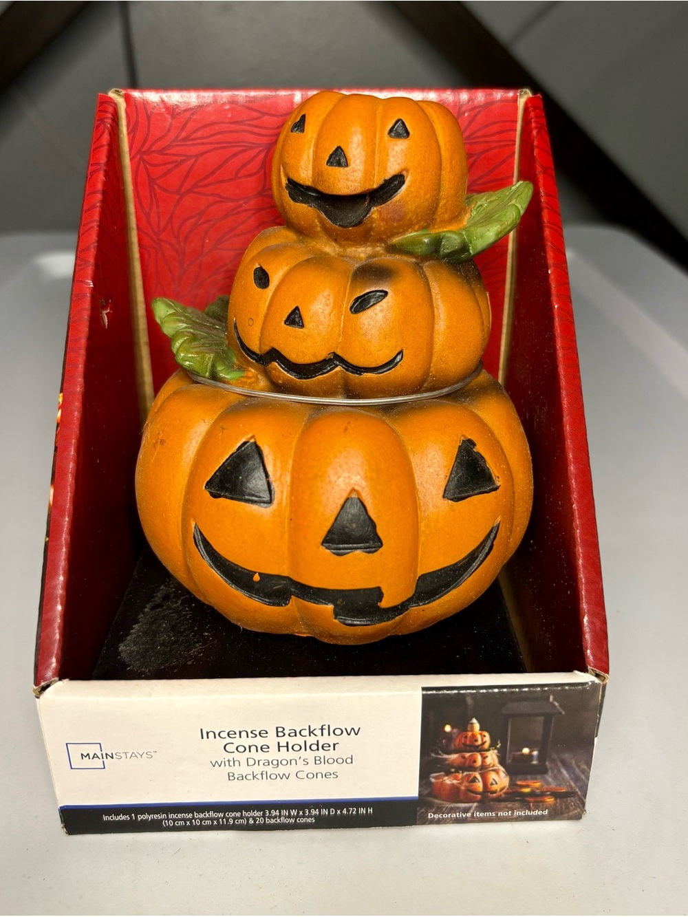 Mainstays Orange Pumpkin Stack Backflow Incense Holder